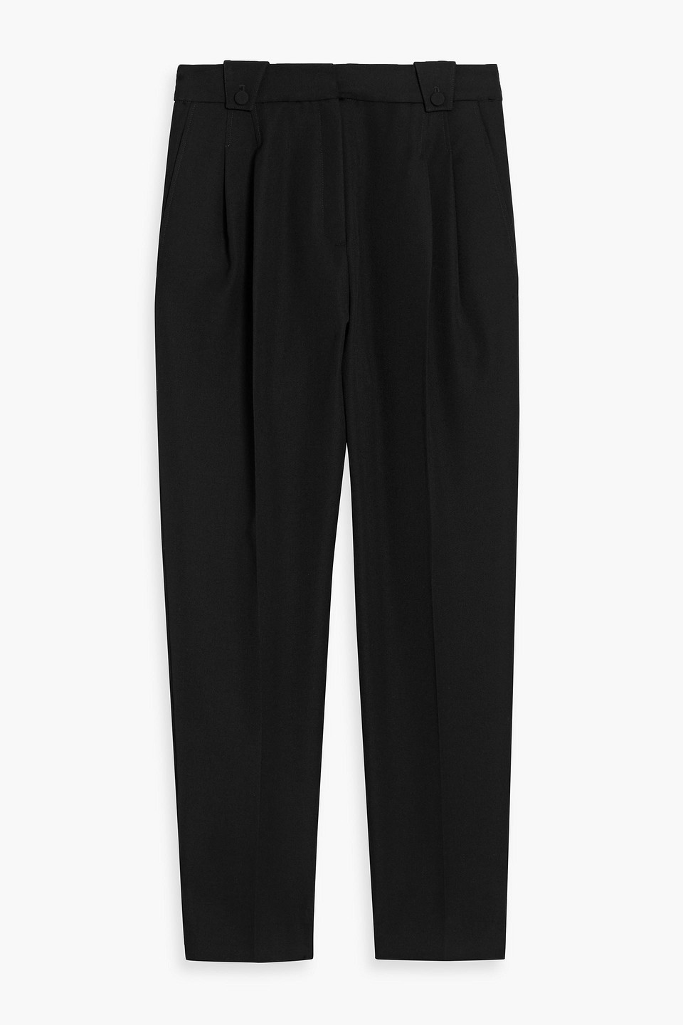 rabanne - pleated wool-crepe tapered pants - black - fr 36