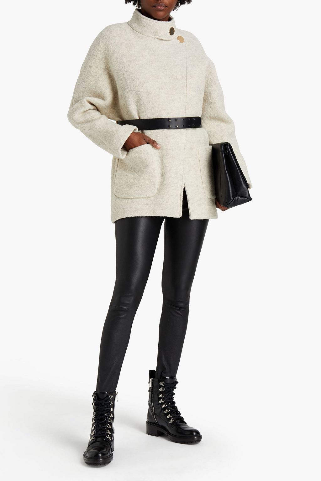 BA&SH Calvi belted bouclé-wool coat
