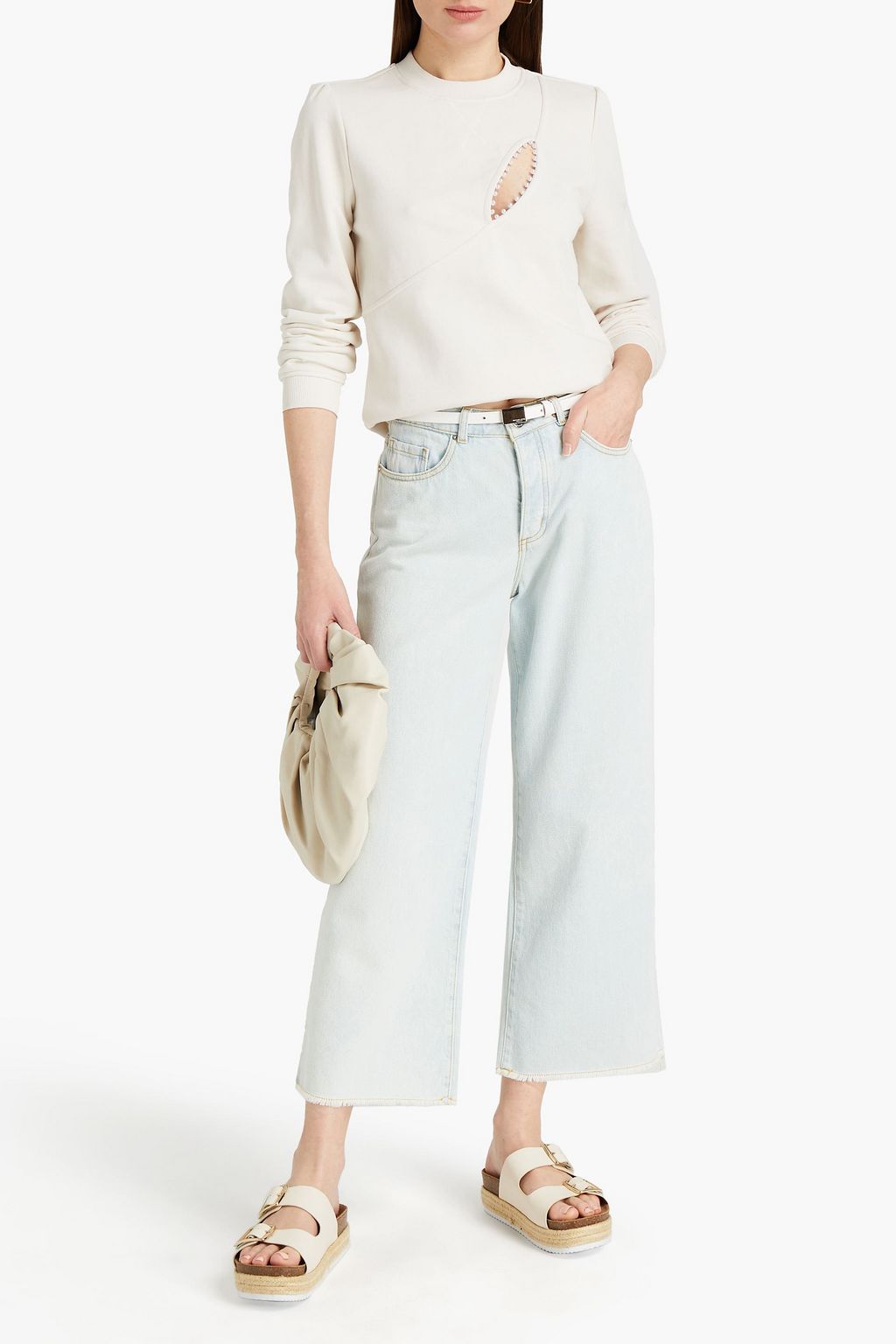 CAMI NYC Haru cutout embellished French cotton-terry sweatshirt