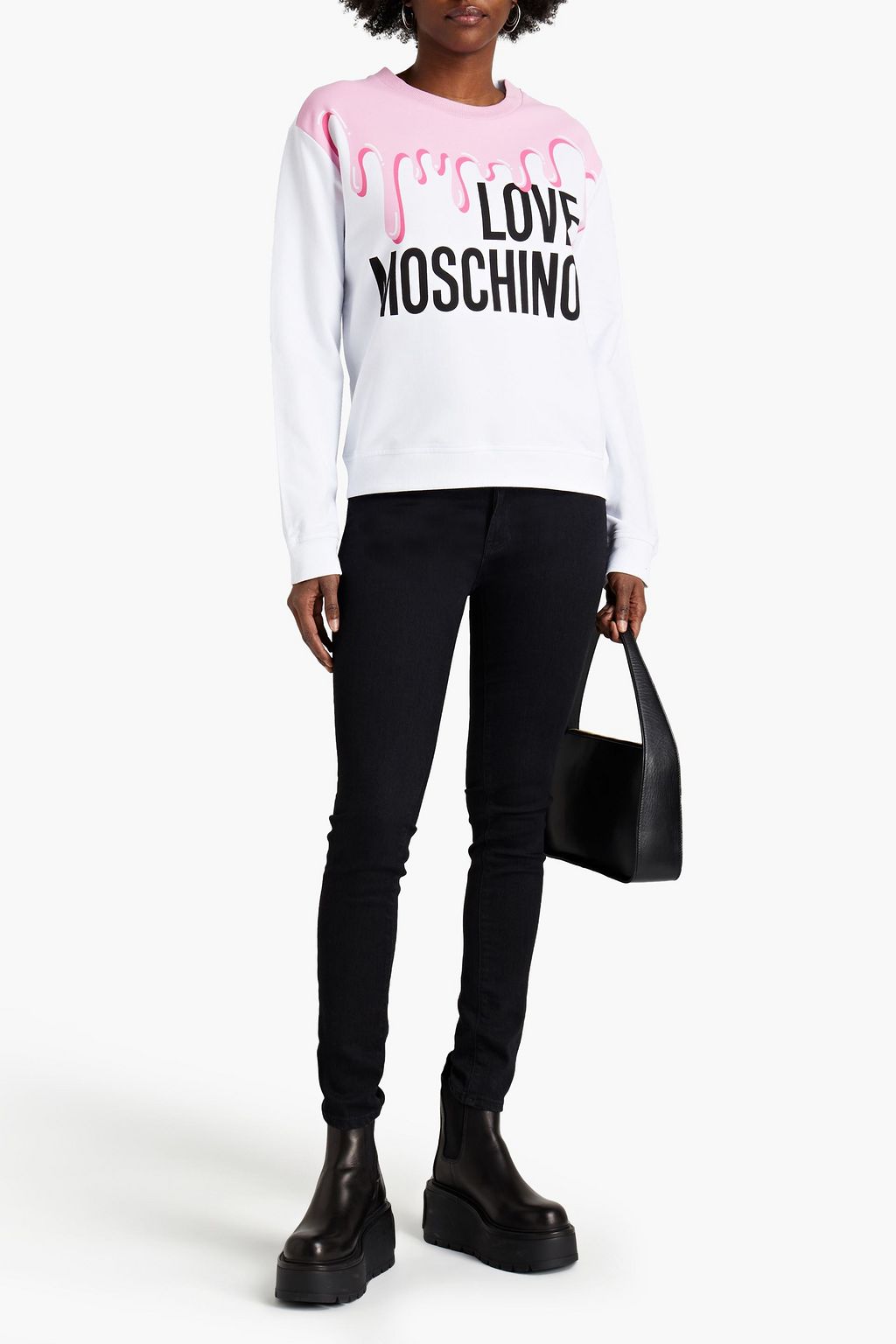 LOVE MOSCHINO Printed French cotton-blend terry sweatshirt