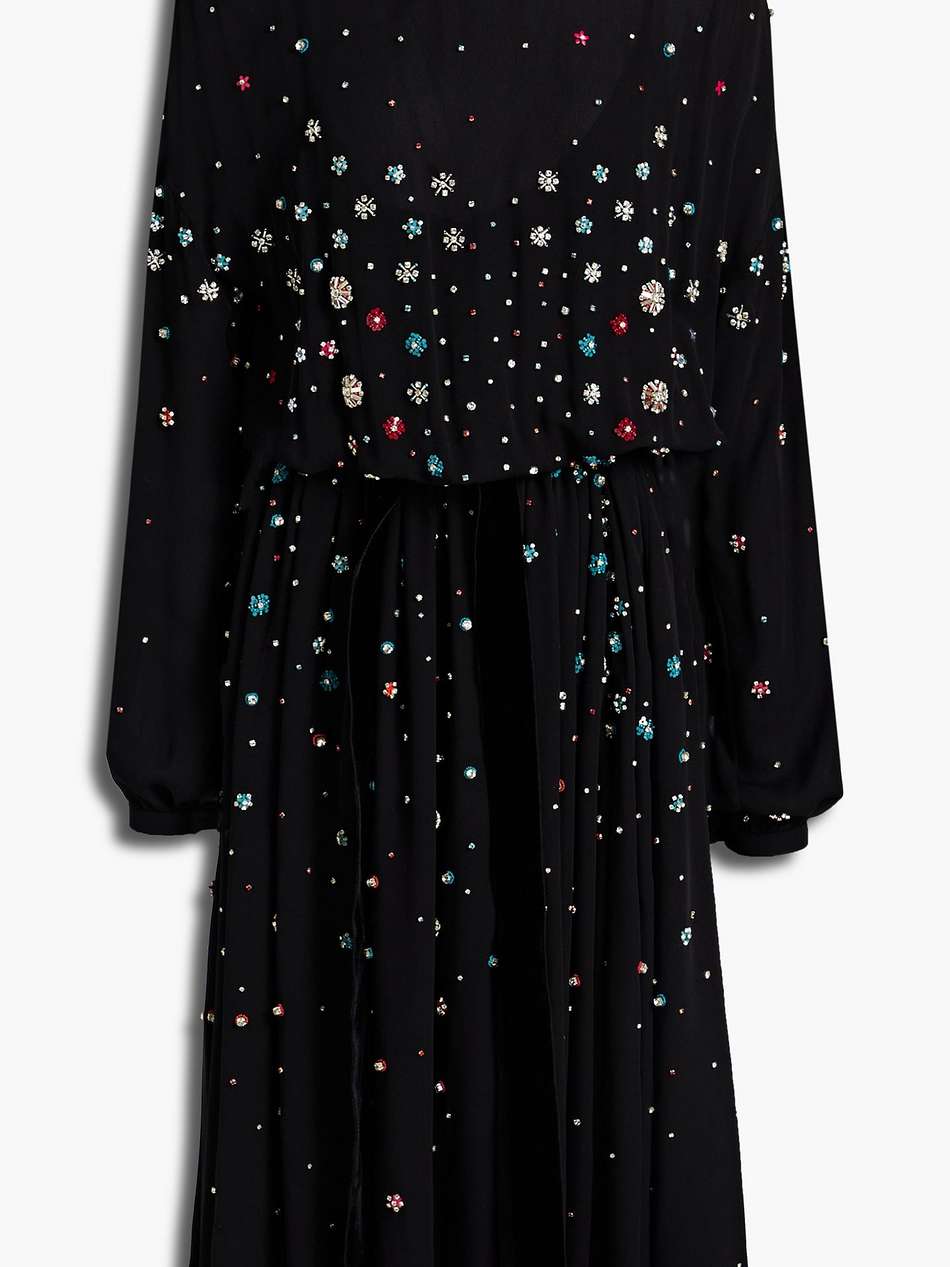 gathered embellished silk-crepe midi dress