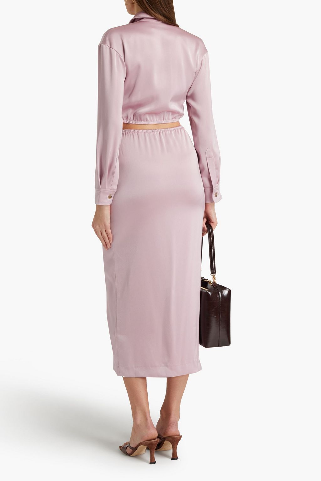 NANUSHKA Cutout satin midi shirt dress
