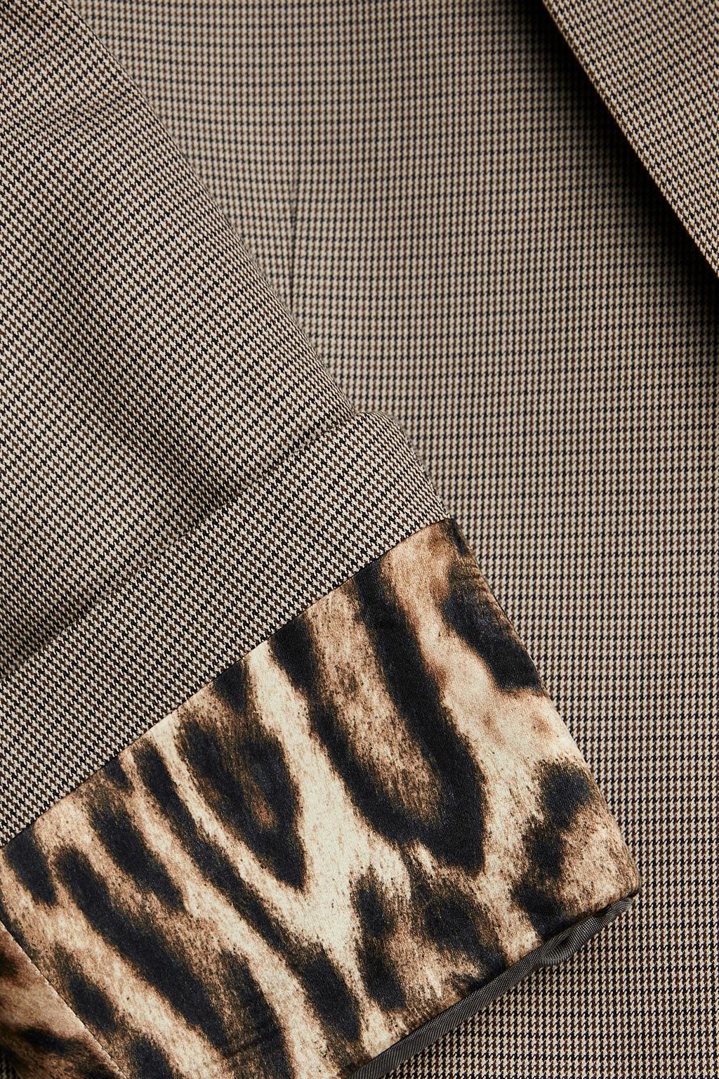 R13 Silk satin-trimmed houndstooth cotton blazer
