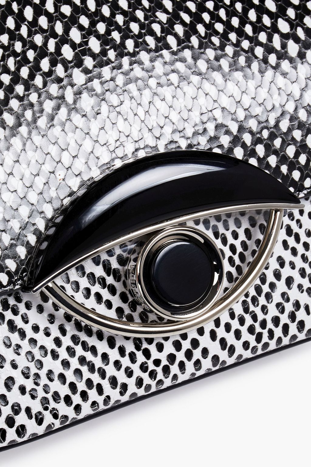 KENZO Embellished snake-effect leather shoulder bag