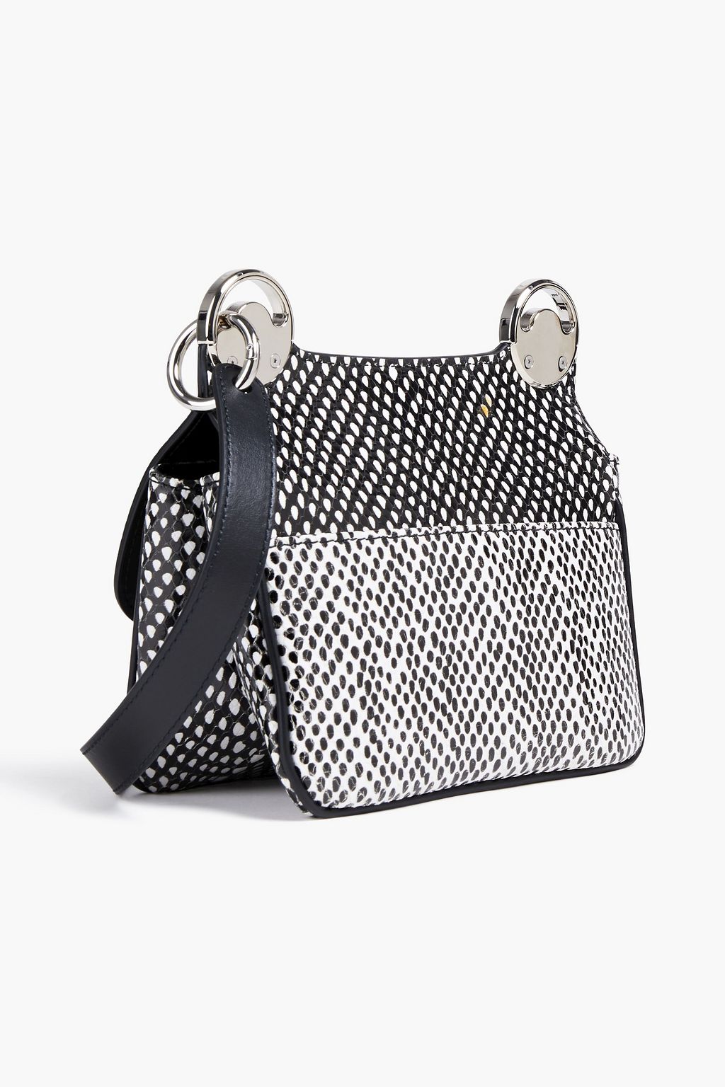 KENZO Embellished snake-effect leather shoulder bag