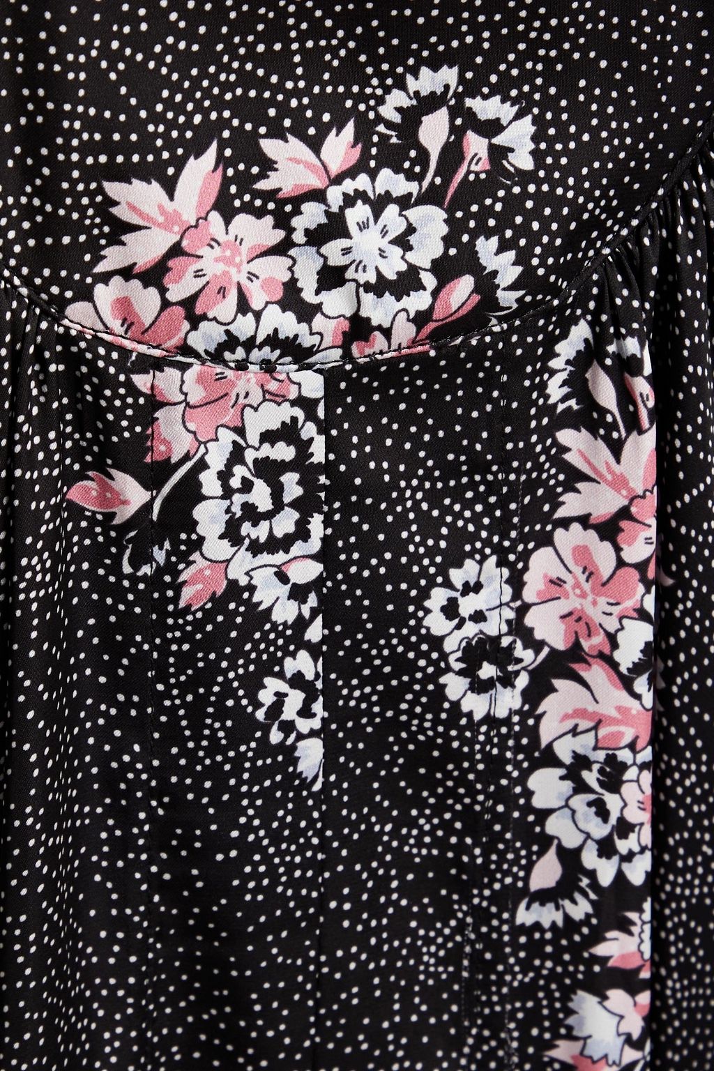 RABANNE Gathered printed satin maxi skirt