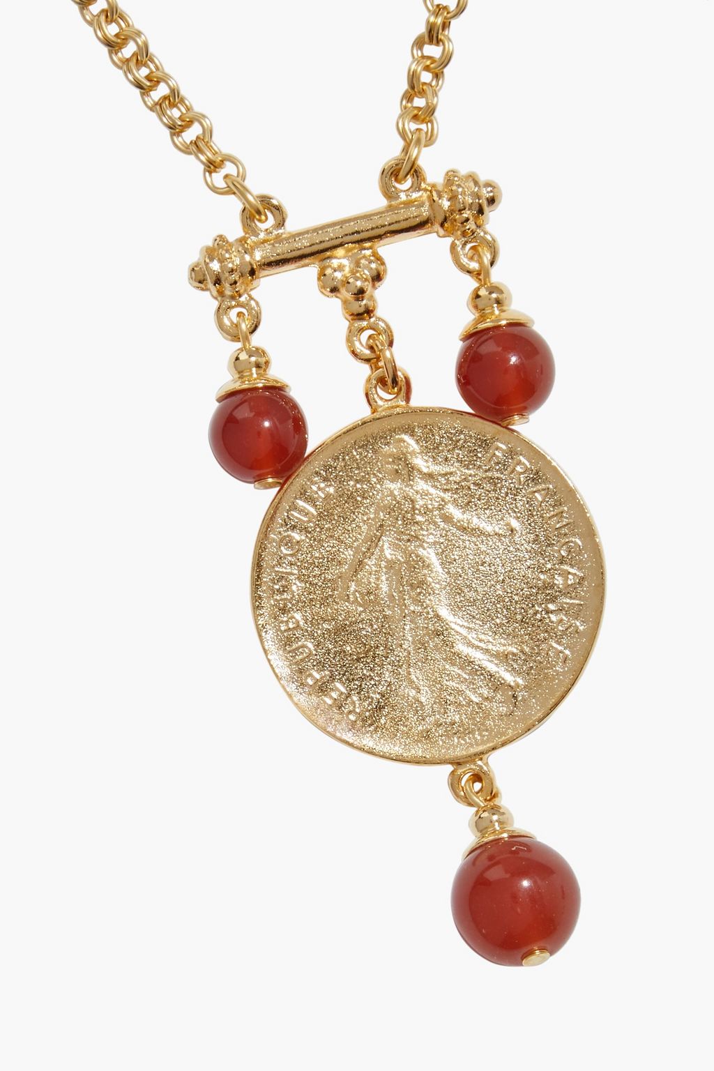 BEN-AMUN 24-karat gold-plated stone necklace