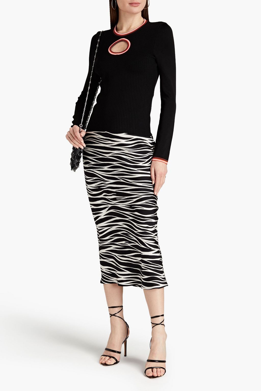 RABANNE Cutout ribbed-knit sweater