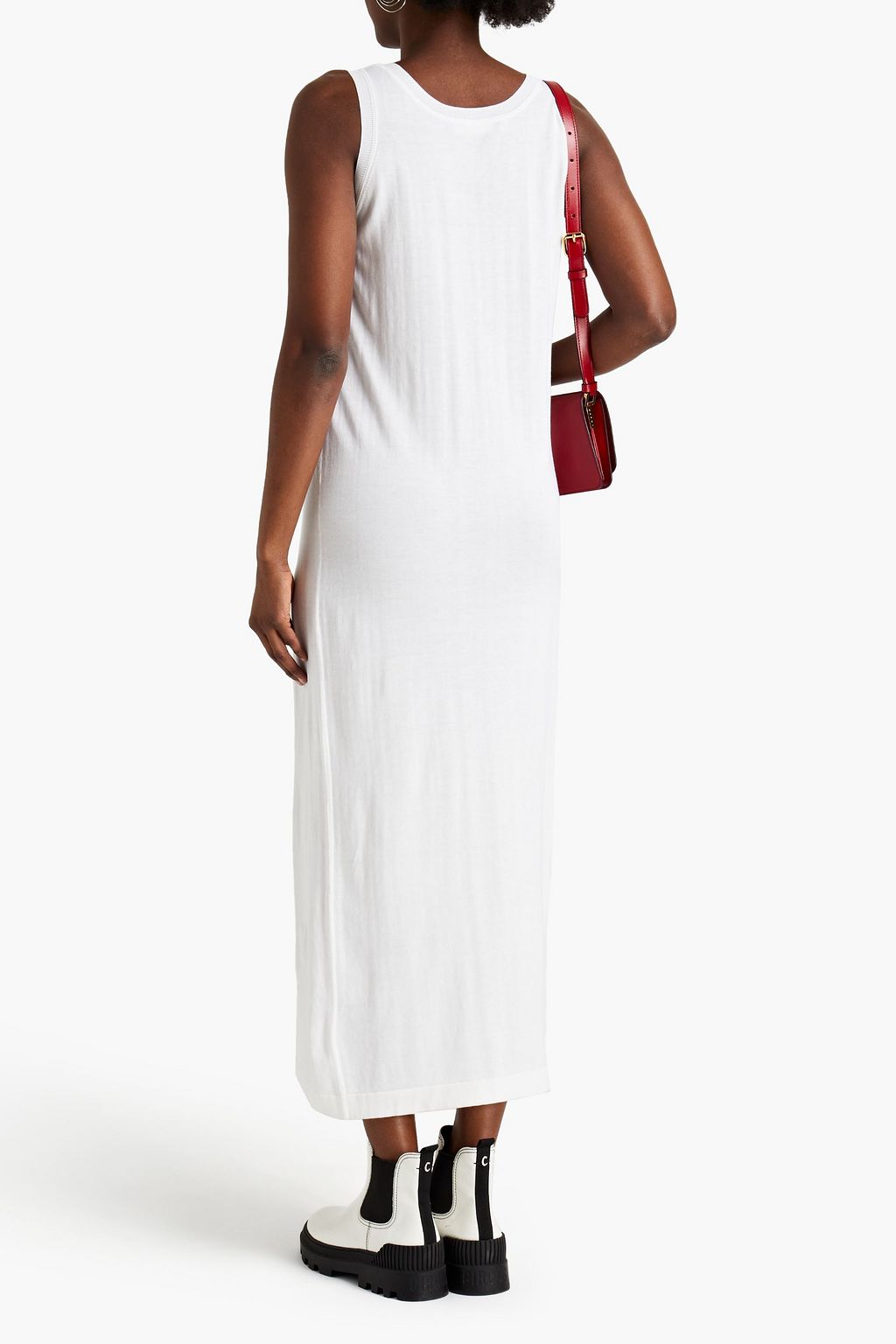 LOVE MOSCHINO Intarsia cotton and silk-blend midi dress