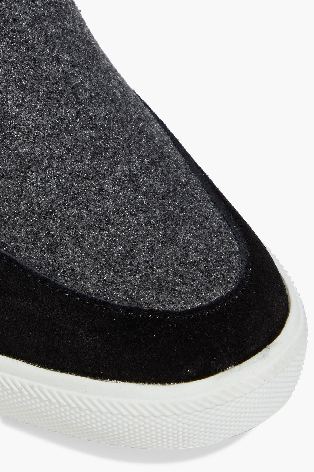 DKNY Cosmos suede and patent leather-trimmed flannel wedge sneakers