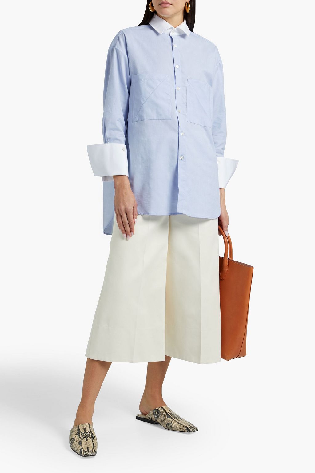 PALMER//HARDING Oversized cotton-jacquard shirt
