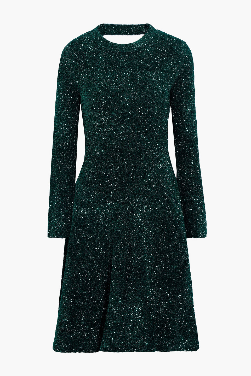mm6 maison margiela - flared cutout tinsel dress - green - s