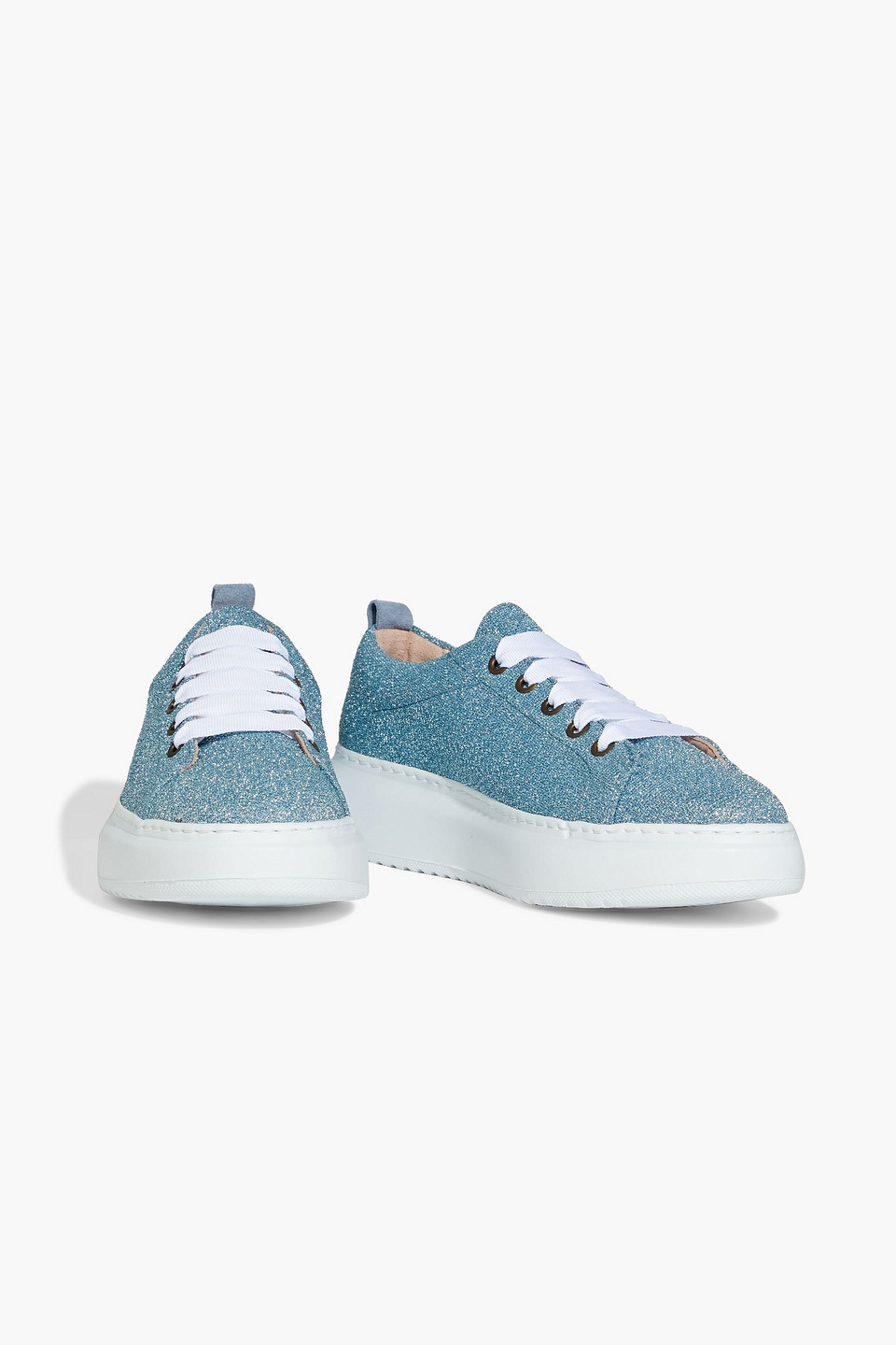 Manebi Glittered Lurex Trainers In Sky Blue