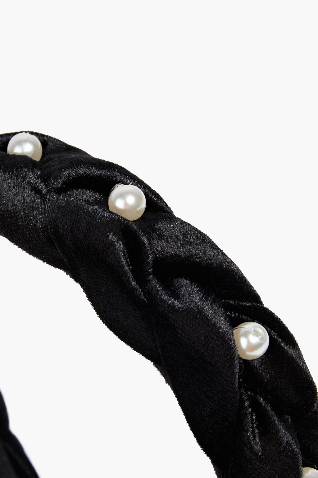 EUGENIA KIM Stella faux pearl-embellished braided velvet headband