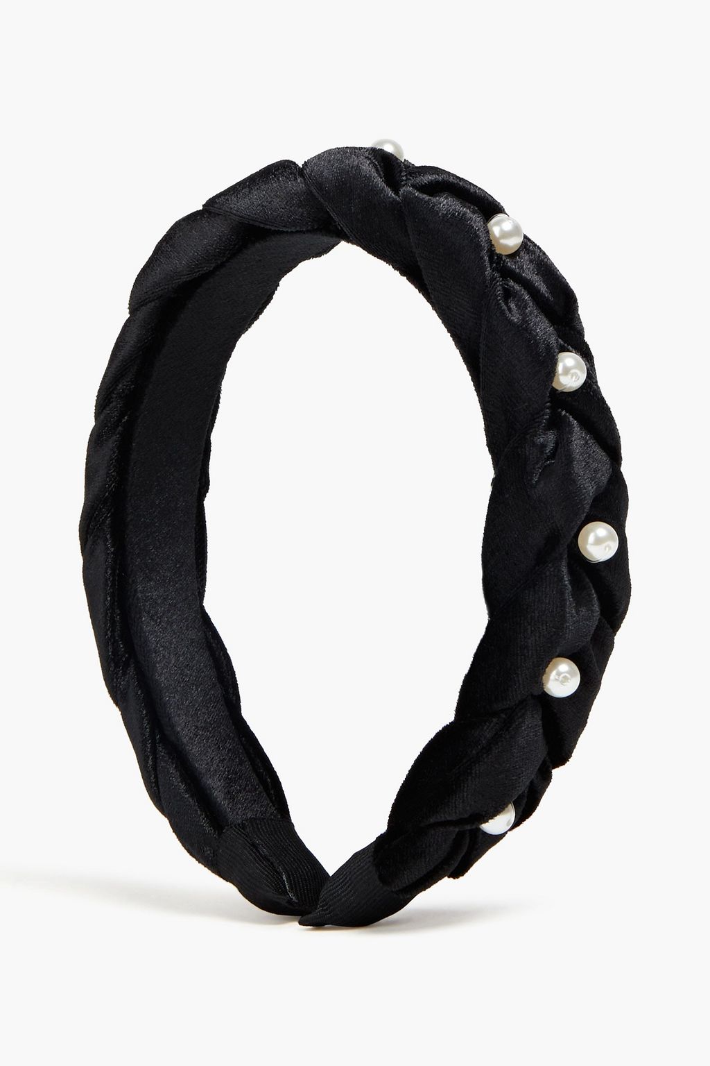 EUGENIA KIM Stella faux pearl-embellished braided velvet headband