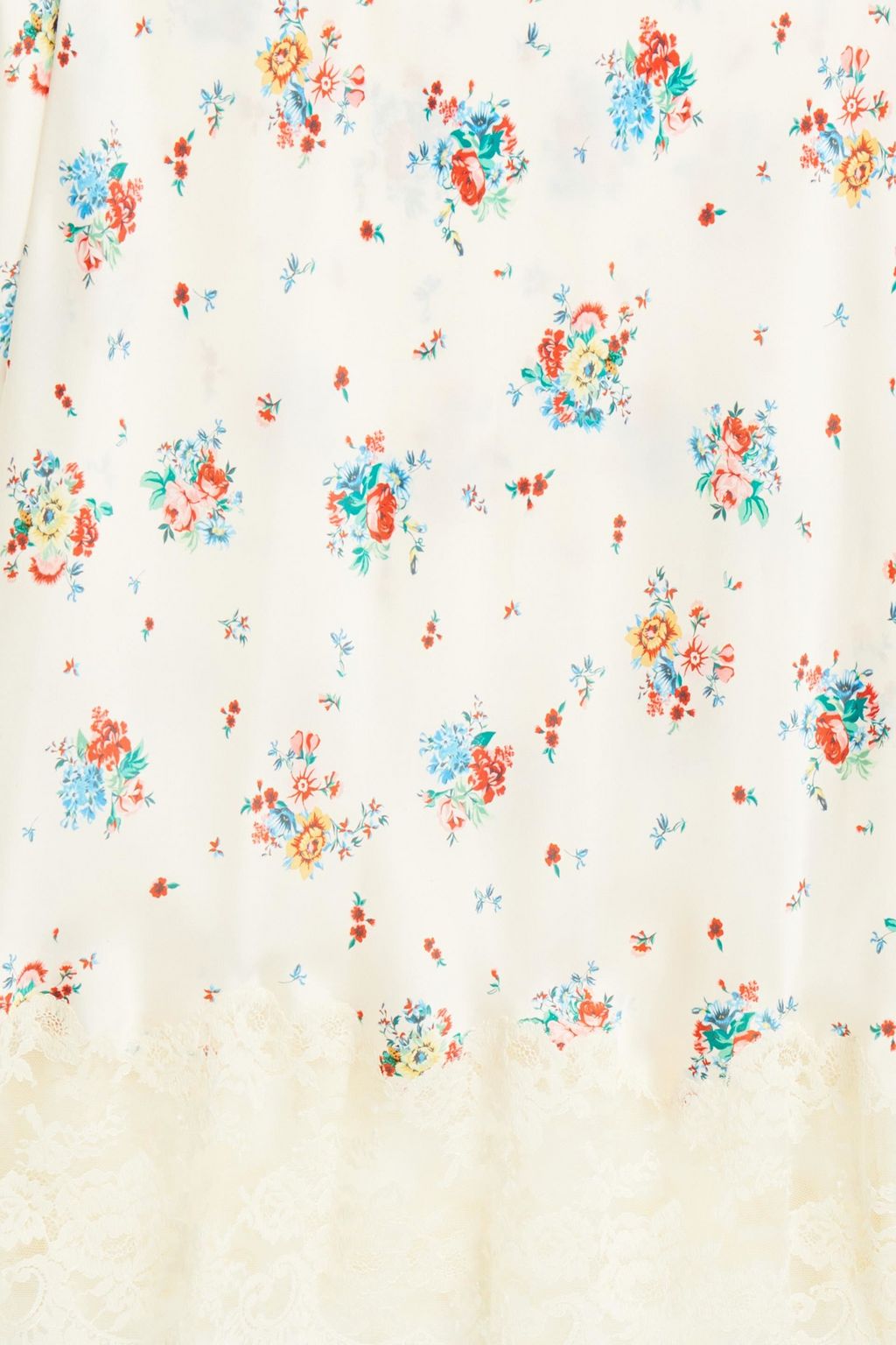 RABANNE Chantilly lace-trimmed floral-print satin maxi dress