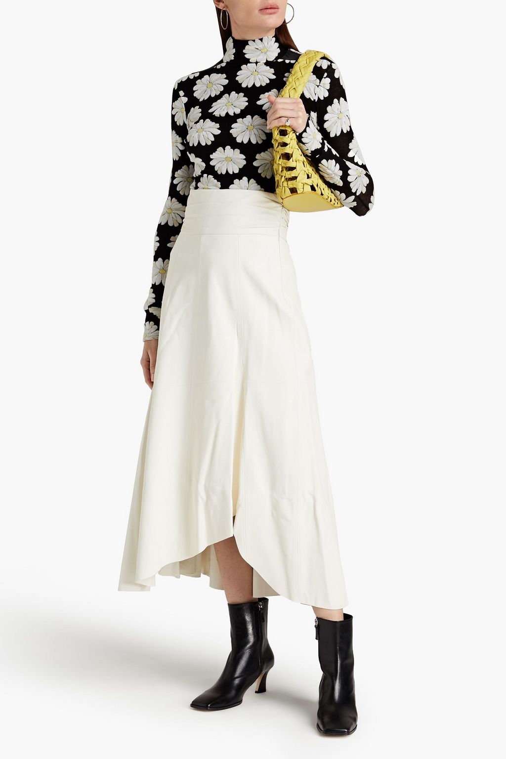 RABANNE Jacquard-knit cotton-blend turtleneck top