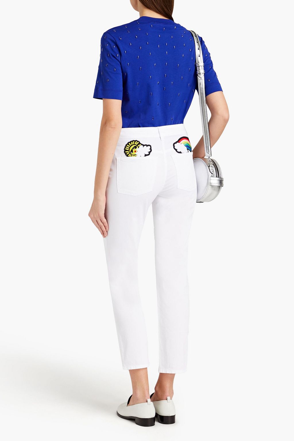 LOVE MOSCHINO Appliquéd high-rise slim-leg jeans