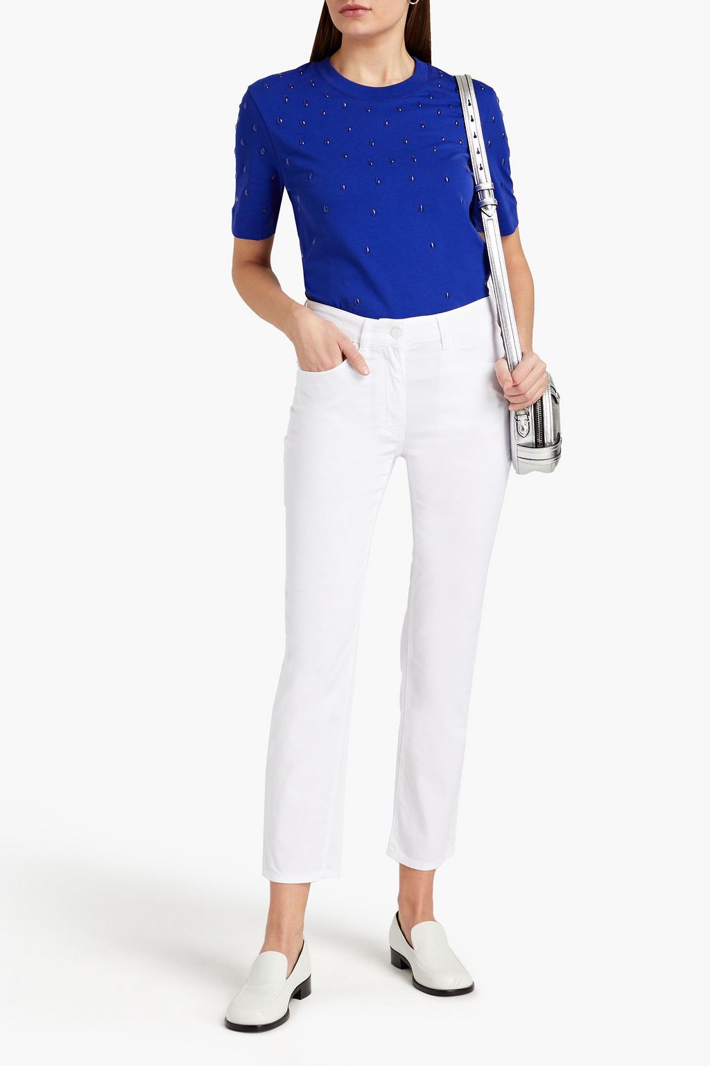 LOVE MOSCHINO Appliquéd high-rise slim-leg jeans