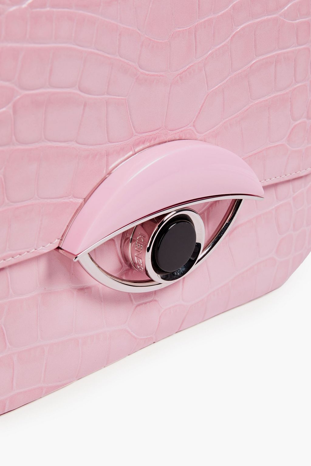 KENZO Eye embellished croc-effect leather shoulder bag