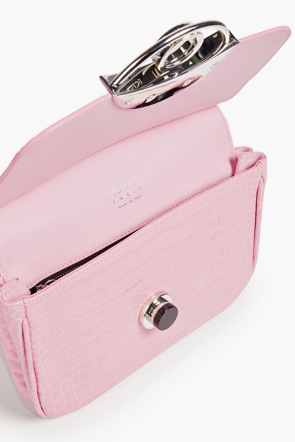 KENZO Eye embellished croc-effect leather shoulder bag