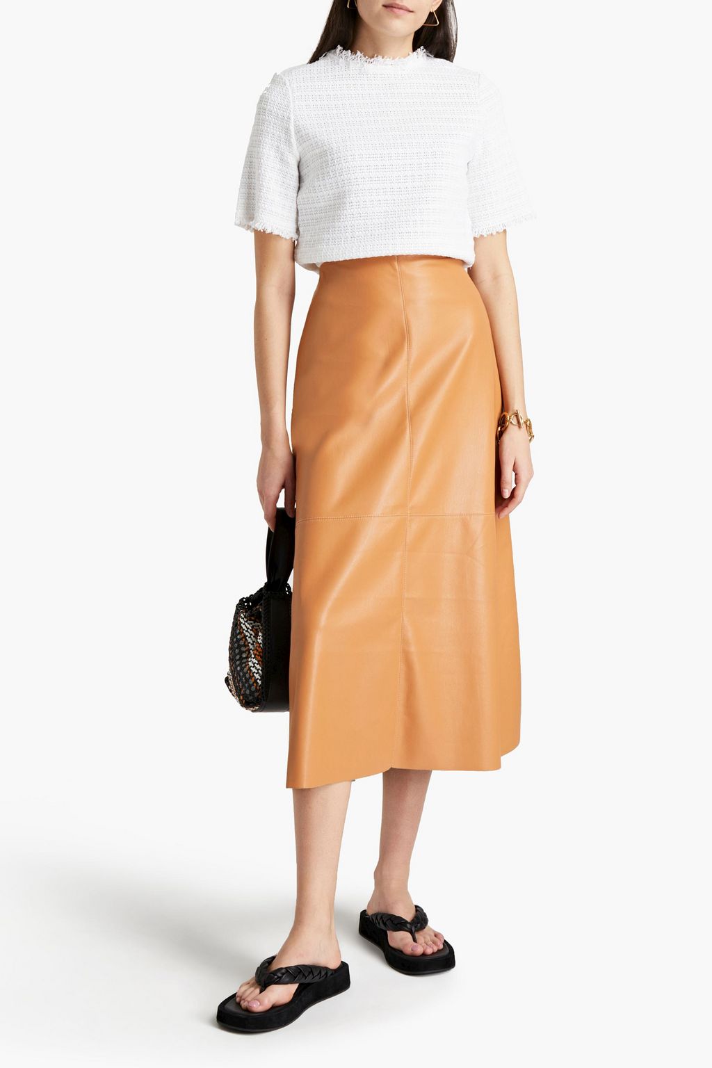NANUSHKA Vegan leather midi skirt