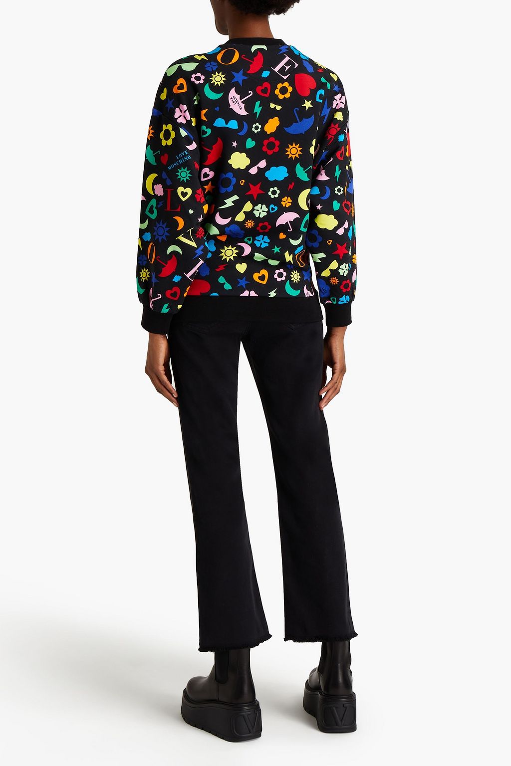 LOVE MOSCHINO Cropped frayed mid-rise bootcut jeans