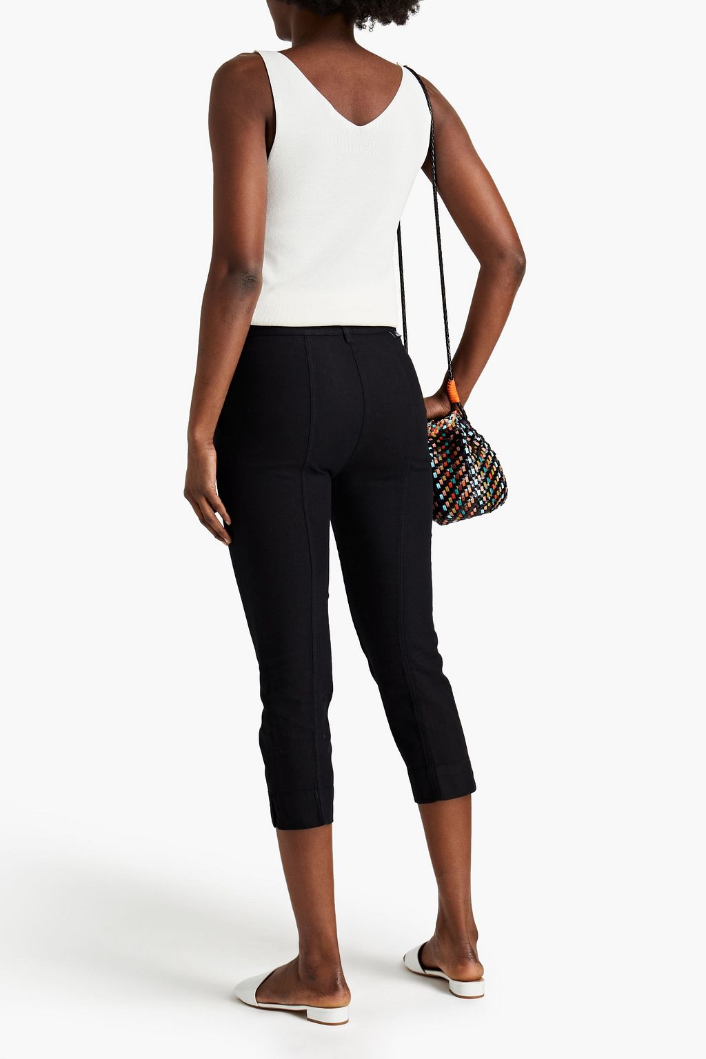 LOVE MOSCHINO Cropped appliquéd high-rise skinny jeans