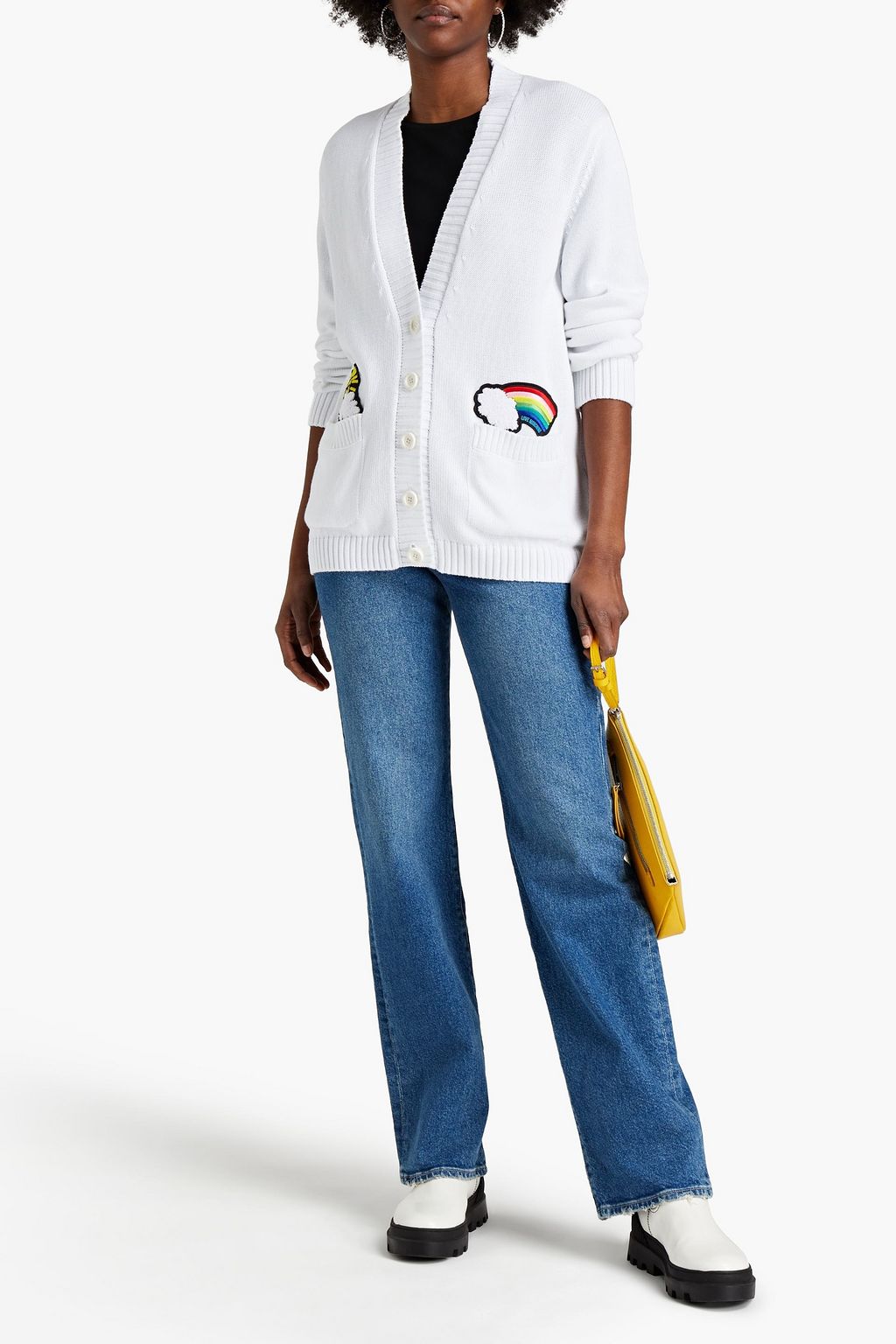LOVE MOSCHINO Appliquéd cotton cardigan
