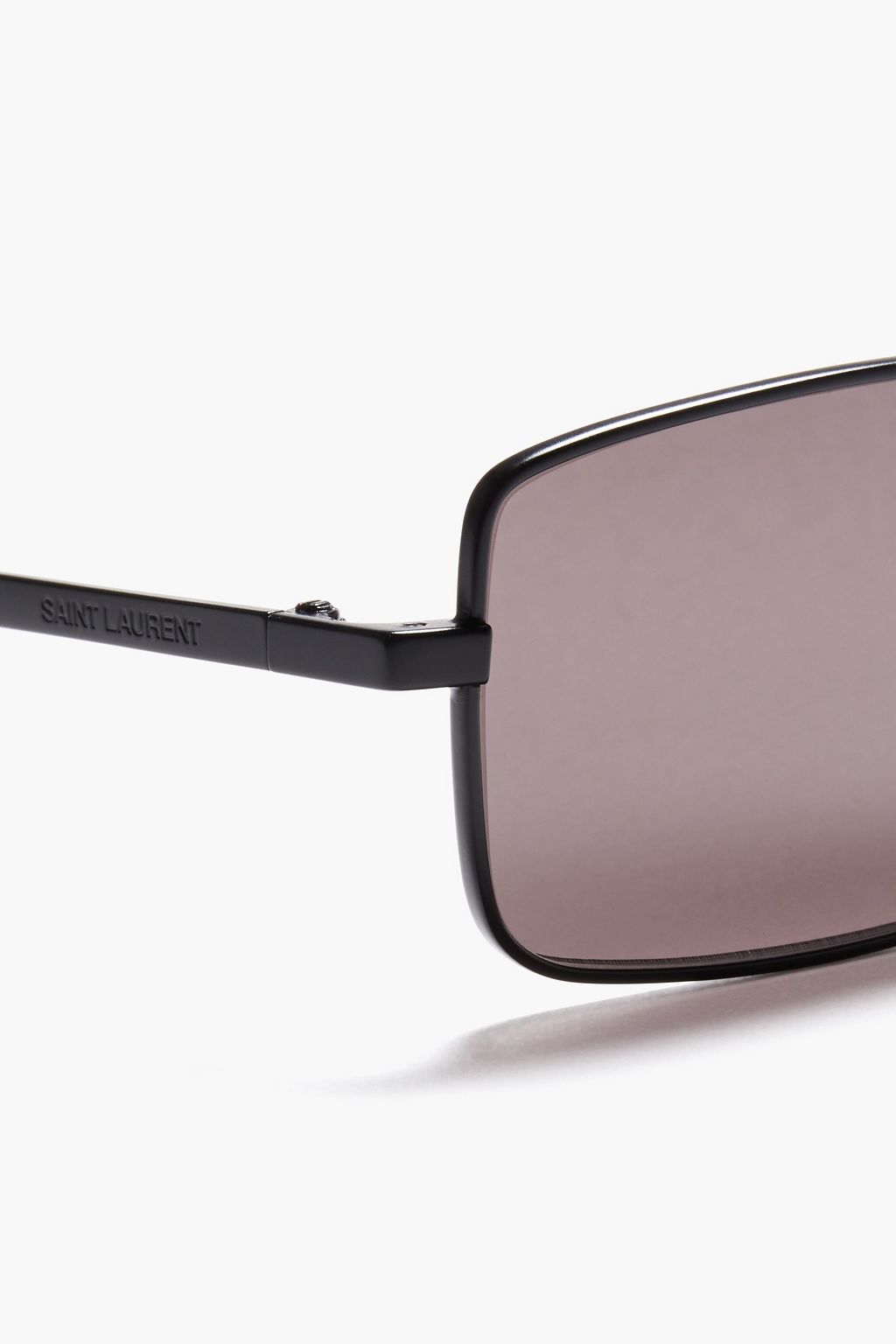 SAINT LAURENT Rectangle-frame gunmetal-tone sunglasses