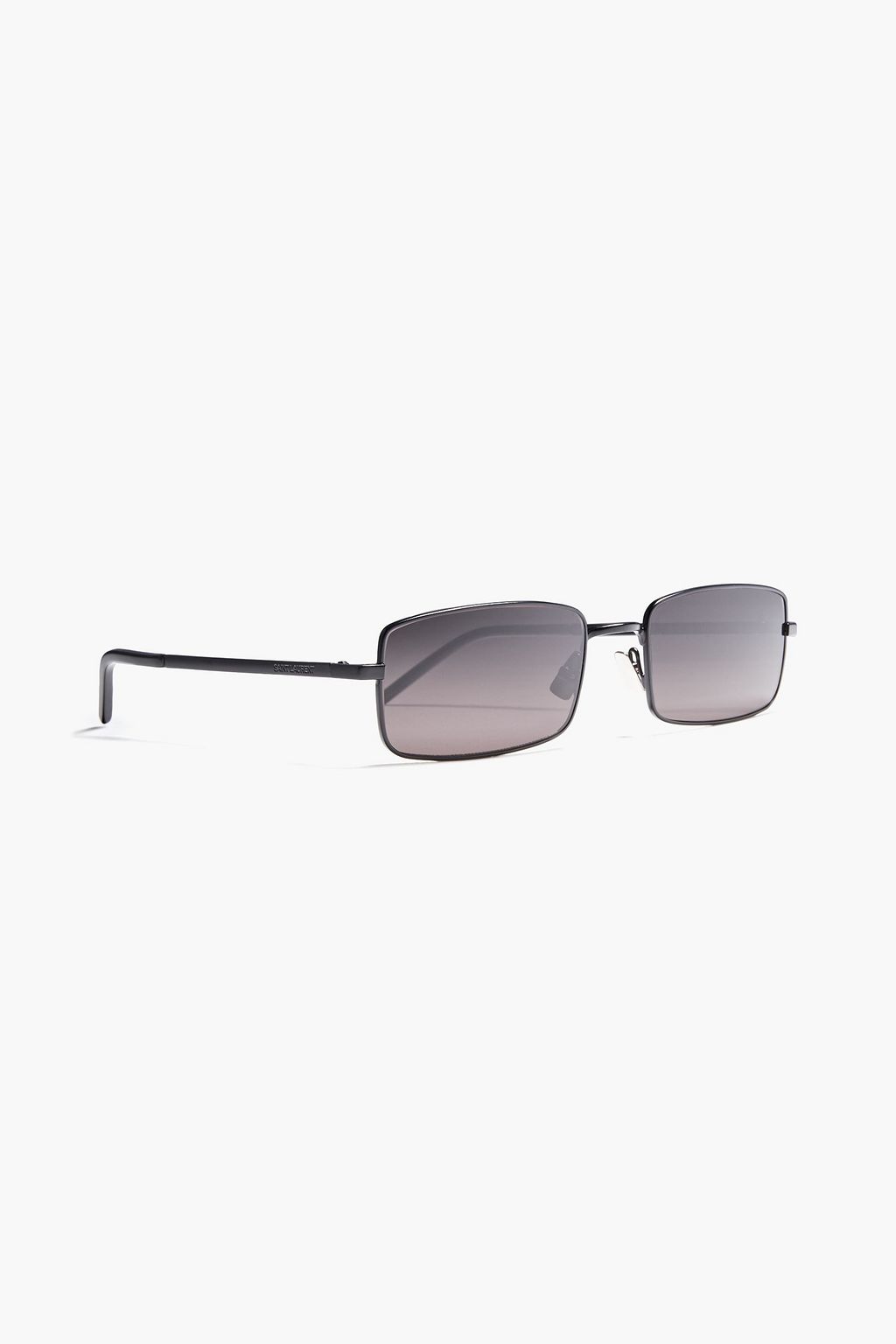SAINT LAURENT Rectangle-frame gunmetal-tone sunglasses