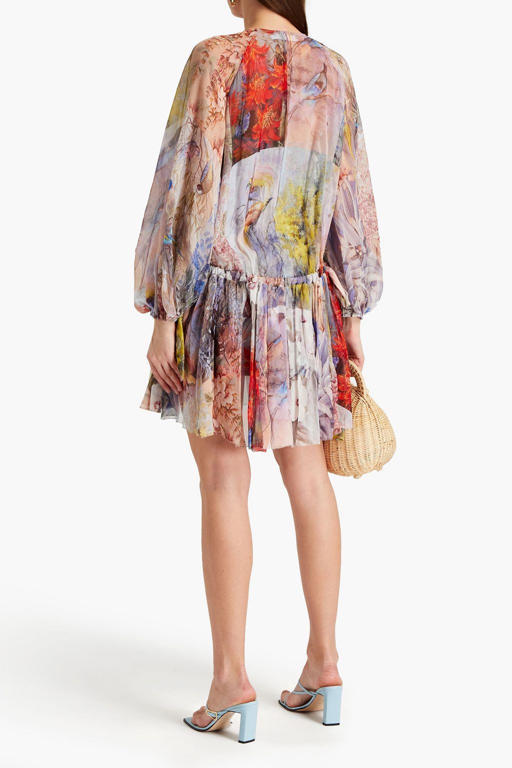 ZIMMERMANN Gathered printed silk-crepon mini dress
