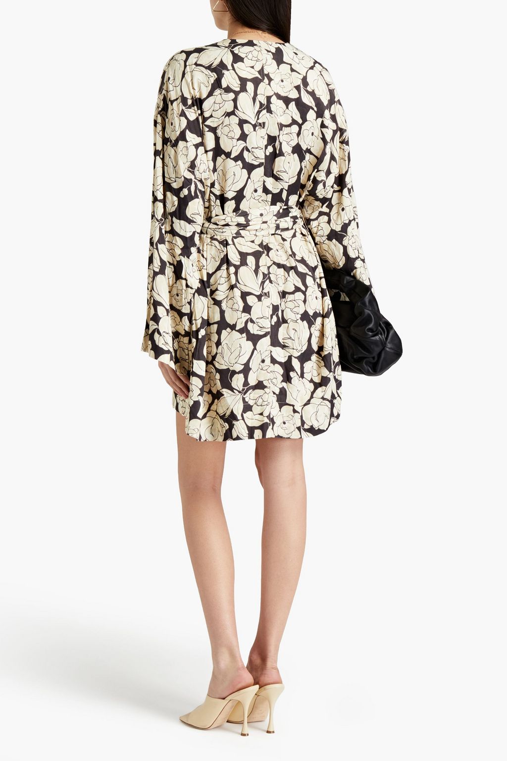 NANUSHKA Floral-print satin-crepe mini wrap dress