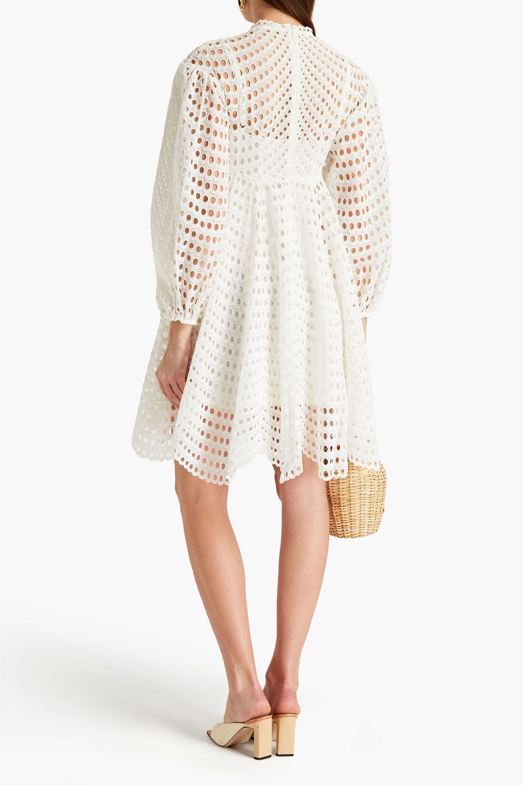 ZIMMERMANN Broderie anglaise ramie mini dress