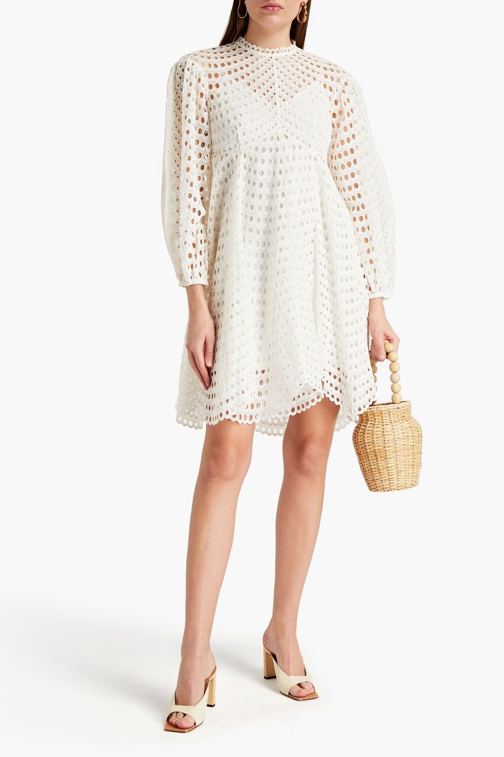 ZIMMERMANN Broderie anglaise ramie mini dress
