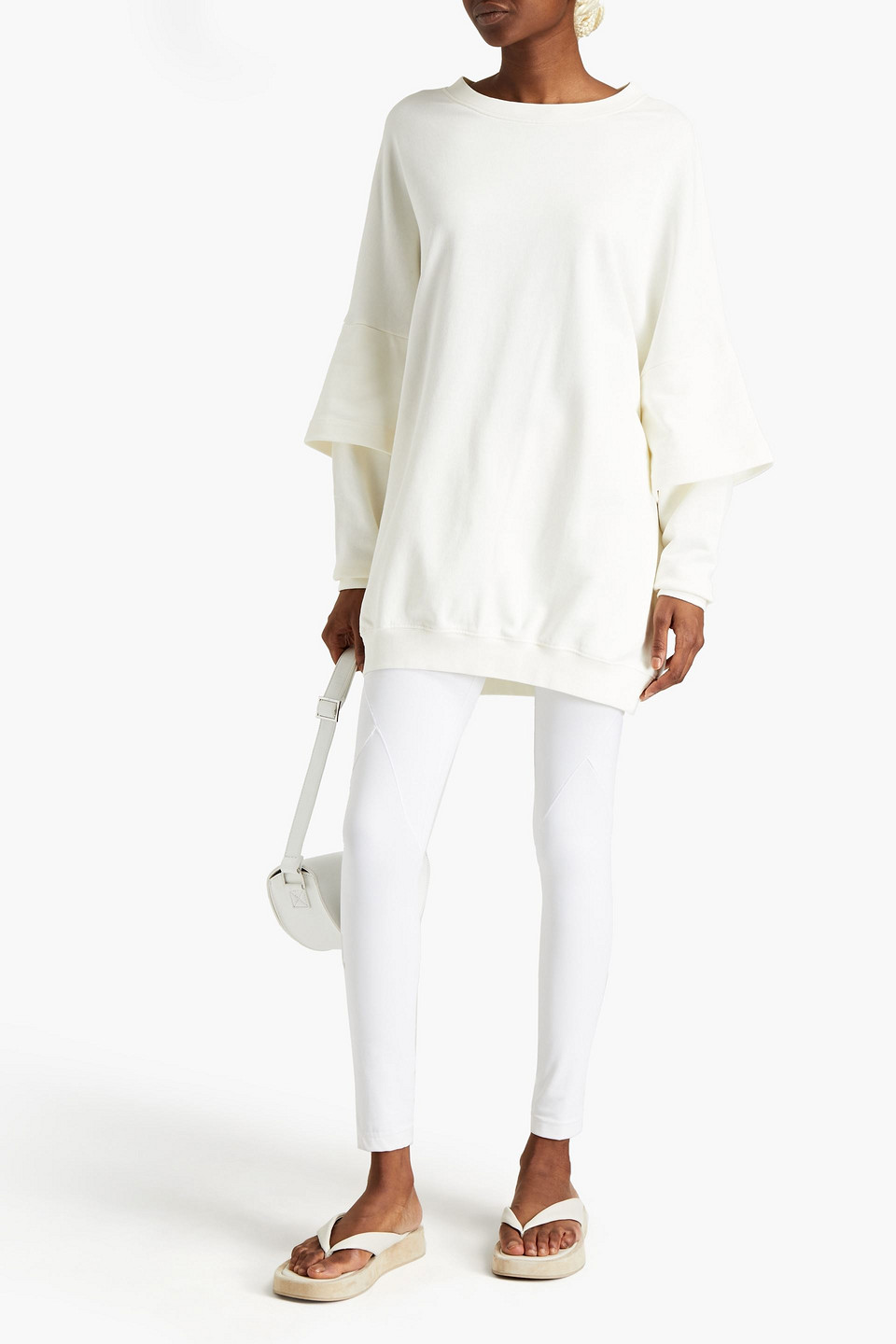 Yeezy Oversized Layered French Cotton-terry Sweatshirt In Neutrals