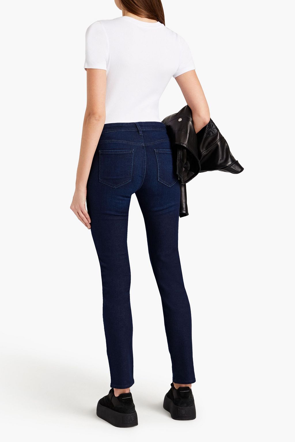 LOVE MOSCHINO Embroidered high-rise skinny jeans