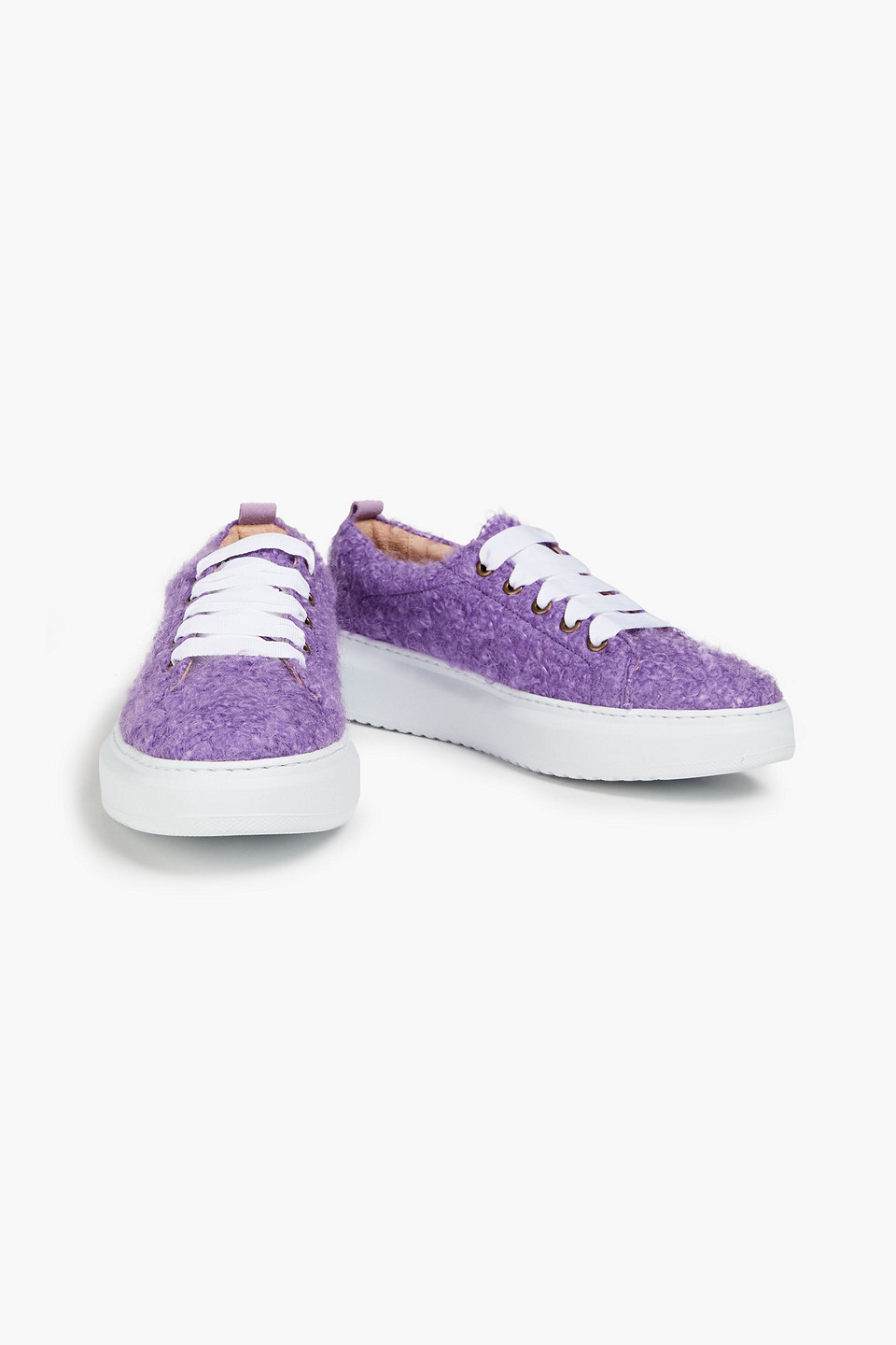 Manebi Suede-trimmed Bouclé Trainers In Purple