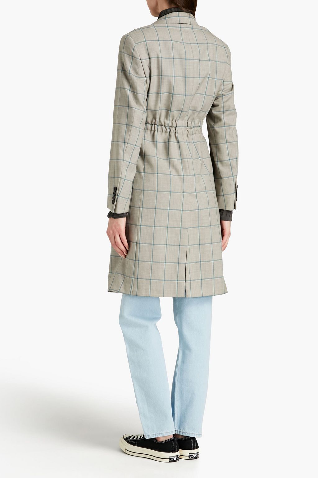 R13 Checked wool-blend trench coat