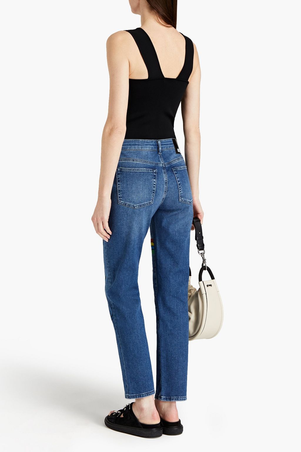 LOVE MOSCHINO Printed distressed high-rise skinny jeans