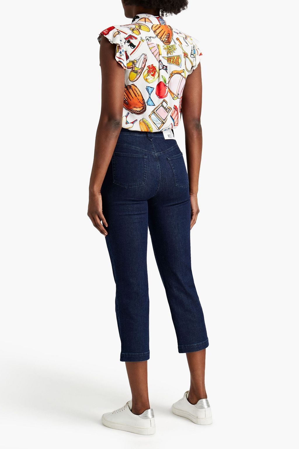 LOVE MOSCHINO Cropped high-rise straight-leg jeans
