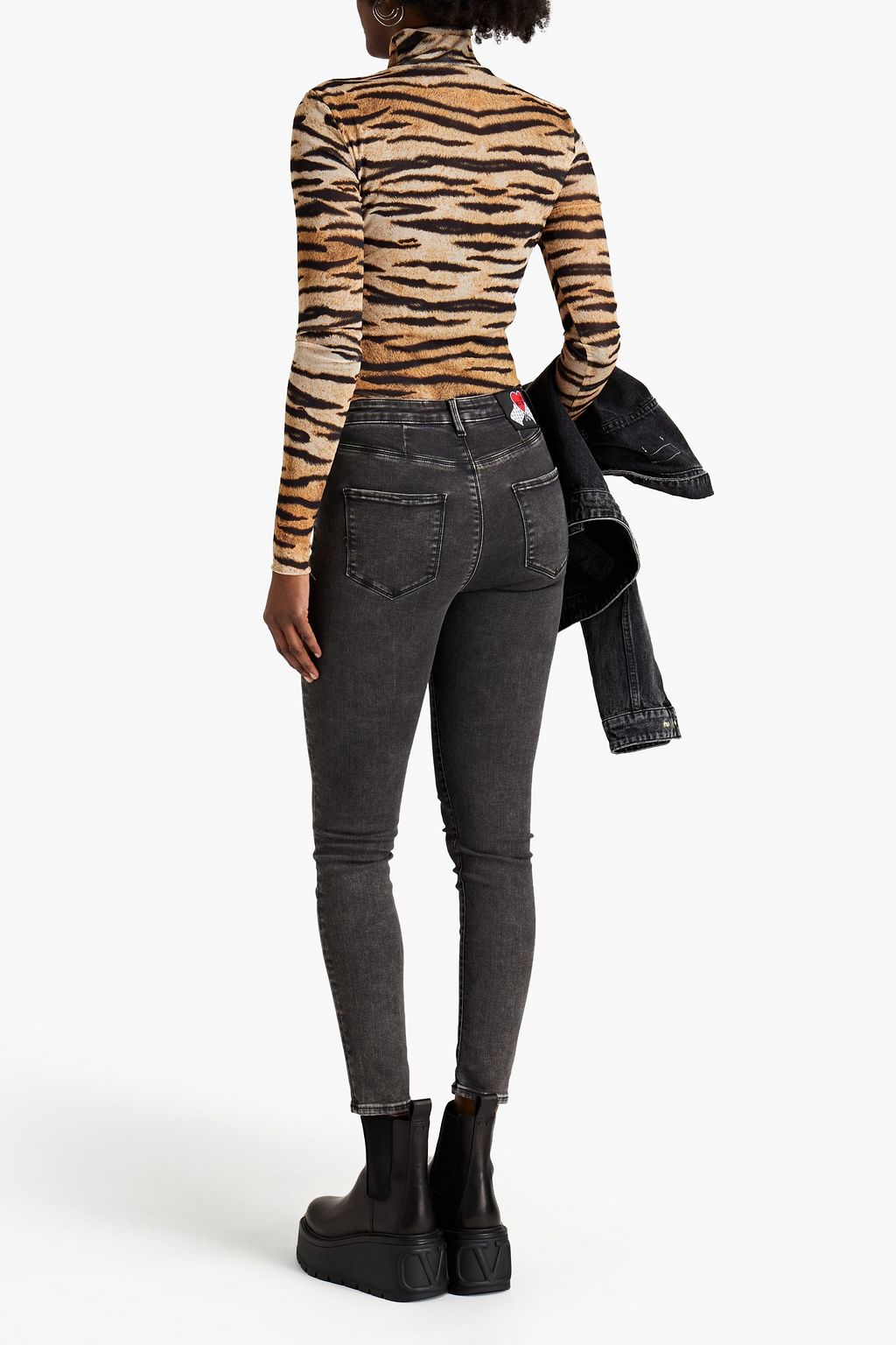 LOVE MOSCHINO Faded high-rise skinny jeans
