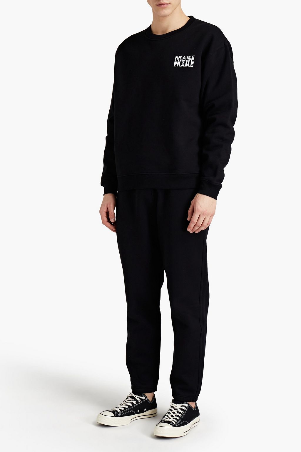 FRAME Printed cotton-blend fleece sweatshirt