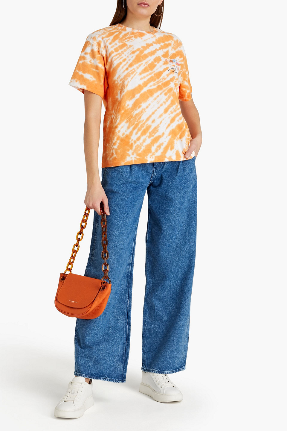 Re/done Oversized Tie-dyed Cotton-jersey T-shirt In Orange