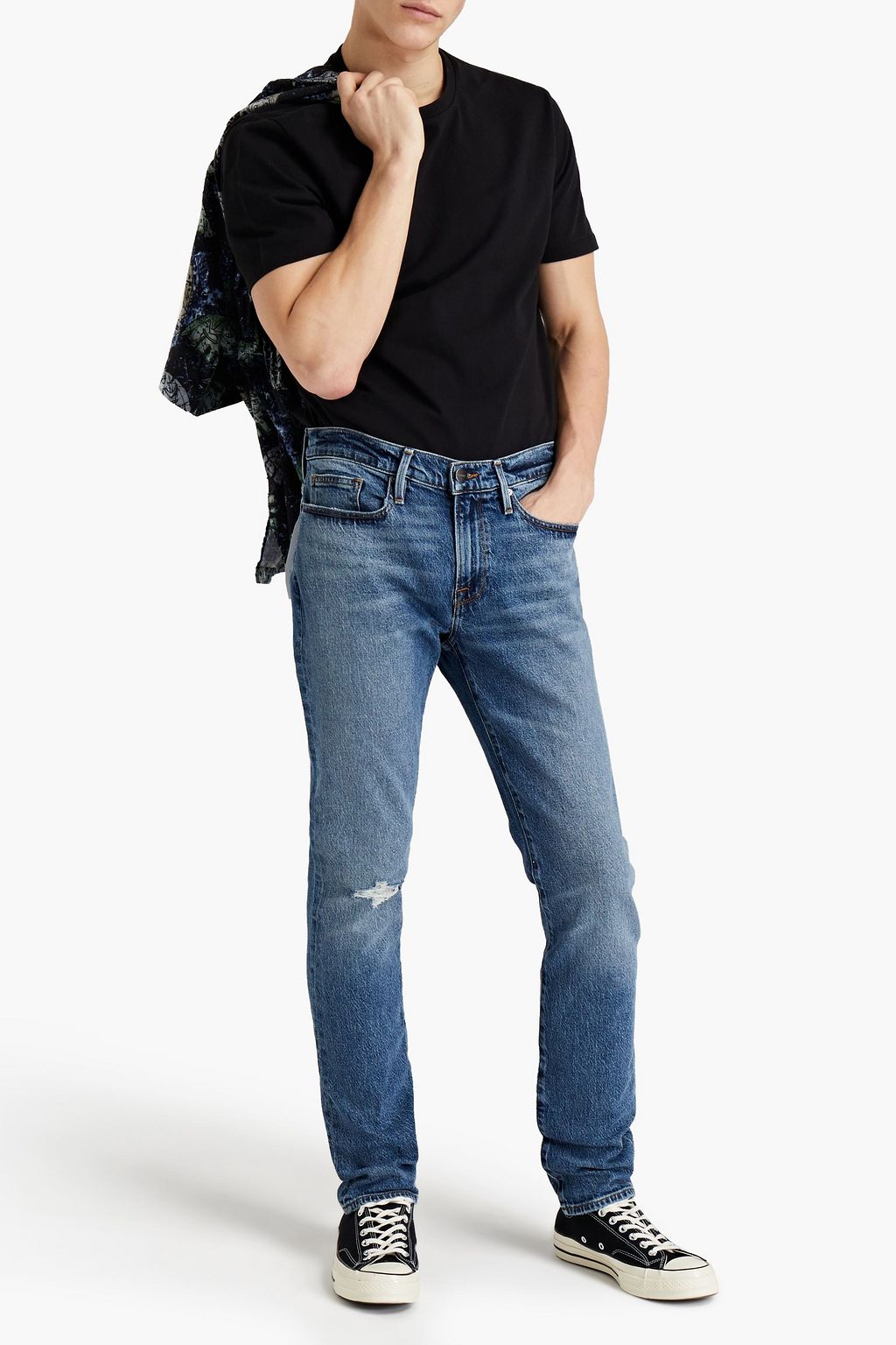 FRAME Skinny-fit distressed denim jeans