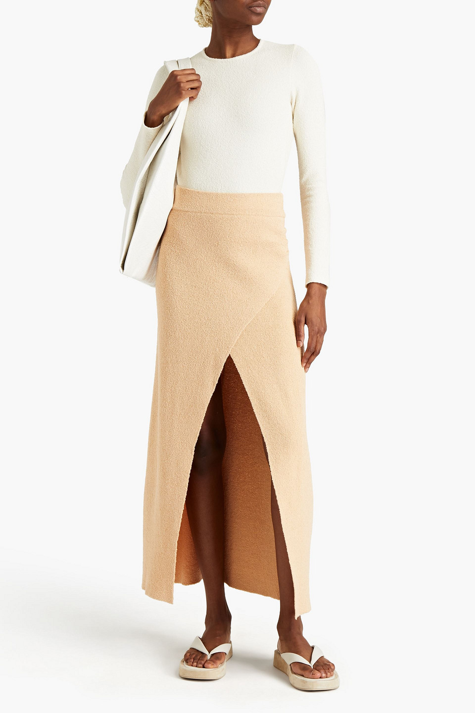 Yeezy Cutout Brushed Bouclé-knit Bodysuit In Neutrals