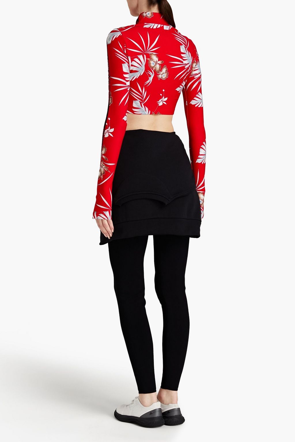 RABANNE Cropped floral-print jersey jacket