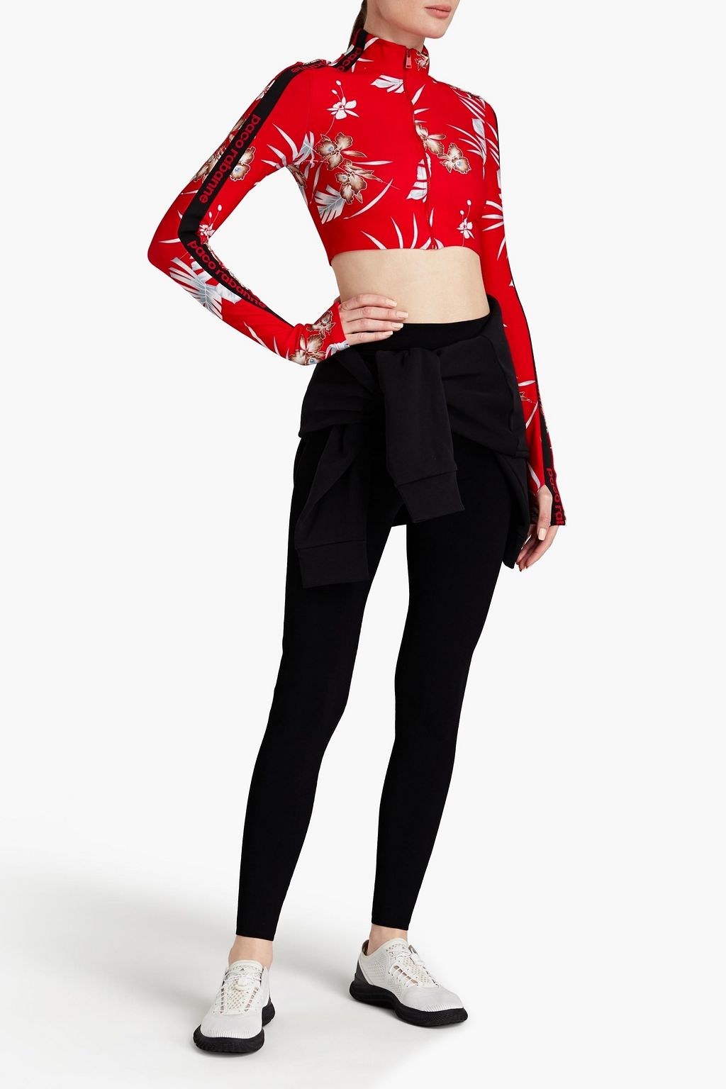 RABANNE Cropped floral-print jersey jacket