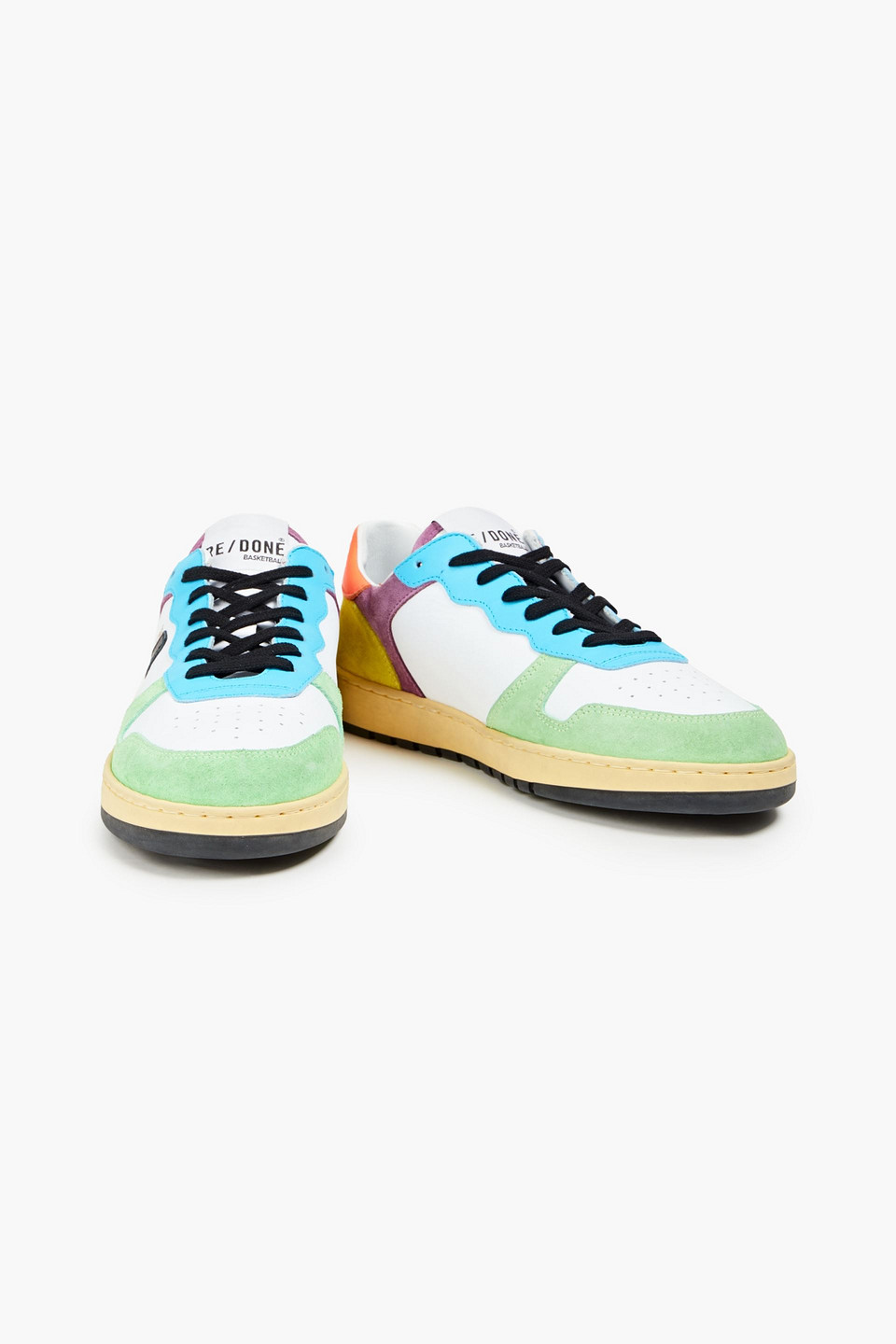 Re/done 80s Basketball Color-block Suede And Leather Sneakers In Multicolor