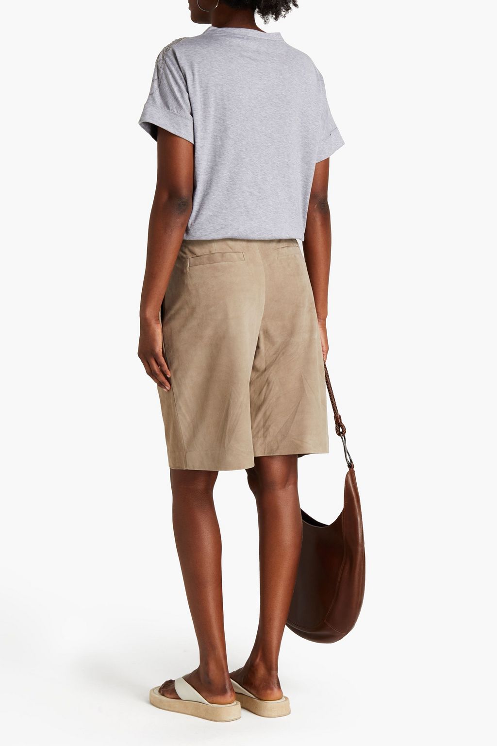 BRUNELLO CUCINELLI Bead-embellished cotton-jersey T-shirt